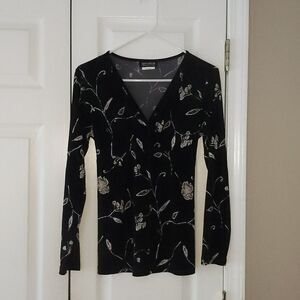 Iannella  black white long sleeve blouse   Sz M